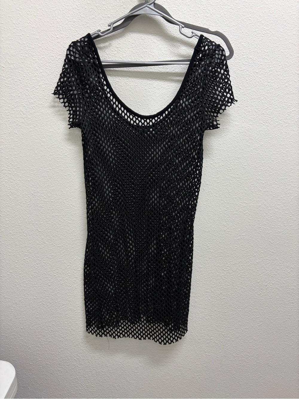 Tricotto Black Open Mesh Short Sleeve Top
